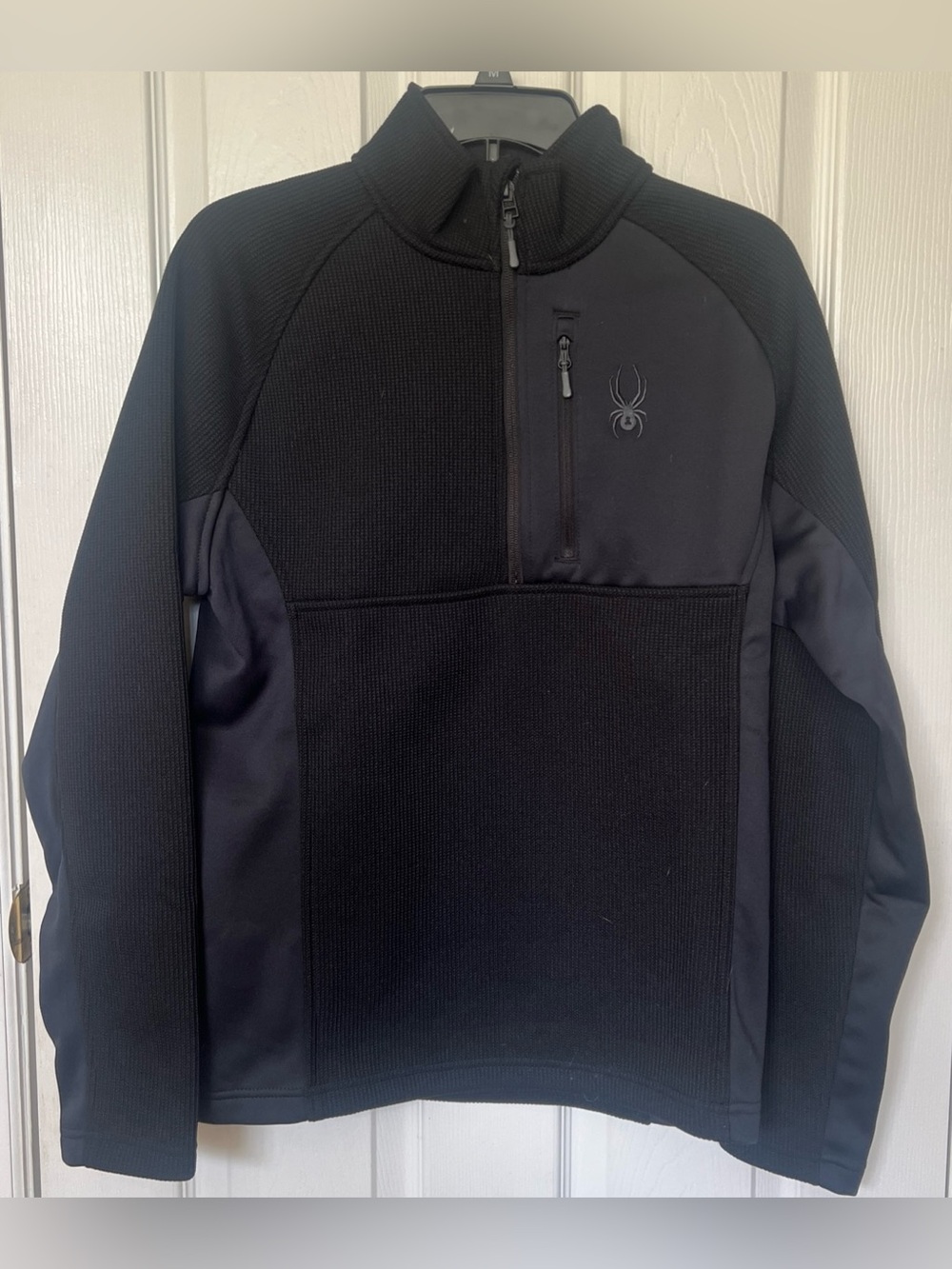 NWOT Spyder Men’s Sz S Black 1/4 Zip Pullover Mock Neck Polyester Logo Stretch